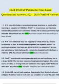 EMT FISDAP Paramedic Final Exam Questions and Answers 2023 - 2024 (Verified Answers)