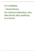 AT A FUNERAL -- Dennis Brutus; GRADE 12 NSC  QUESTIONS AND ANSWERS
