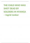 THE CHILD WHO WAS SHOT DEAD BY SOLDIERS IN NYANGA – Ingrid Jonker; Questions and answers for grade 12. 2023-2024