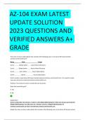 AZ-104 EXAM LATEST  UPDATE SOLUTION 2023 QUESTIONS AND  VERIFIED ANSWERS A&plus;  GRADE