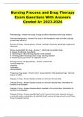 Nursing Process and Drug Therapy Exam Questions With Answers Graded A&plus; 2023-2024