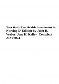 Test Bank For Health Assessment in Nursing 5th Edition by Janet R. Weber, Jane H. Kelley | Complete 2023/2024