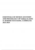 ESSENTIALS OF HUMAN ANATOMY AND PHYSIOLOGY 10th Edition ELAINE N. MARIEB TEST BANK | COMPLETE 2023-2024