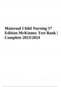Maternal Child Nursing 5th Edition McKinney Test Bank | Complete 2023/2024