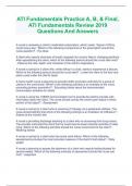 ATI Fundamentals Practice A, B, & Final, ATI Fundamentals Review 2019 Questions And Answers 