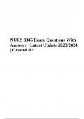 NURS 3345 Exam Questions With Answers | Latest Update 2023/2024 | Graded A+