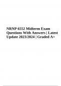 NRNP 6552 Midterm Exam Questions With Answers | Latest Update 2023/2024 | Graded A+