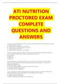 ATI NUTRITION  PROCTORED EXAM  COMPLETE  QUESTIONS AND  ANSWERS 