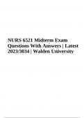 NURS 6521 Midterm Exam Questions With Answers | Latest 2023/2024 | Walden University