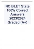 NC BLET State 100% Correct Answers 2023/2024 Graded (A+)