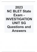 2023  NC BLET State Exam - INVESTIGATION UNIT SG Questions and Answers
