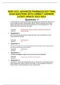 NURS 6521 ADVANCED PHARMACOLOGY FINAL EXAM QUESTIONS WITH CORRECT ANSWERS  LATEST UPDATE 2023-2024
