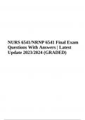 NRNP 6541 / NURS6541 Final Exam Questions With Answers | Latest Update 2023/2024 (GRADED)