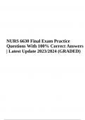 NURS 6630 Final Exam Practice Questions With 100% Correct Answers Latest Update 2024 (GRADED)