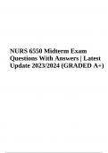 NURS 6550 Midterm Exam Questions With Answers | Latest Update 2023/2024 (GRADED A+)