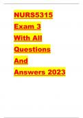 NURS5315 Exam 3 With All Questions and Answers 2023
