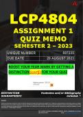 LCP4804 ASSIGNMENT 1 QUIZ MEMO - SEMESTER 2 - 2023 - UNISA - DUE DATE: - 29 AUGUST 2023 (100% PASS - GUARANTEED) 