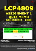 LCP4809 ASSIGNMENT 1 QUIZ MEMO - SEMESTER 2 - 2023 - UNISA - DUE DATE: - 14 AUGUST 2023 (100% PASS - GUARANTEED) 
