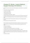 Chapter 57&colon; Stroke - Lewis's Medical Surgical Nursing &lpar;11th Edition&rpar;  Questions with 100&percnt; correct answers &vert; verified