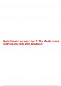 Mark Klimek Lectures 1 to 12: The Guide Latest (100%Score) 2023-2024 Graded A+.