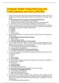 Community Health Nursing Practice Exam with complete Solutions 2023