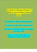 Biological Science, 6th Edition By Scott Freeman, Lizabeth A. Allison TEST BANK Chapter 1 - 55 | 100 % Complete
