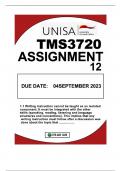 TMS3720 ASSIGNMENT 12 DUE 04SEPTEMBER2023