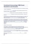 Combined Immunology HMX Exam Questions and Answers