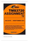 TMS3720 ASSIGNMENT 12 DUE 4 SEPTEMBER 2023