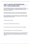 UNIT 5&period; BACKFLOW PREVENTION - TEST YOUR KNOWLEDGE&vert;QUESTIONS&ANSWERS&vert;GRADED A&plus;&vert;DOWNLOAD TO PASS
