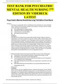 TEST BANK FOR PSYCHIATRIC MENTAL HEALTH NURSING 7 TH EDITION BY VIDEBECK LATEST