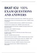 BKAT ICU 100%  EXAM QUESTIONS  AND ANSWERS