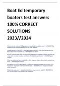 Boat Ed temporary  boaters test answers 100% CORRECT  SOLUTIONS  2023//2024