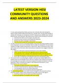 LATEST VERSION HESI COMMUNITY QUESTIONS AND ANSWERS 2023-2024