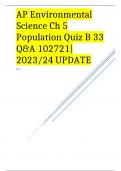 AP Environmental Science Ch 5 Population Quiz B 33 Q&A 102721| 2023/24 UPDATE