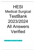 HESI  Medical Surgical TestBank 2023/2024  All Answers Verified