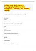 WGU Course C839 - Intro to Cryptography Quizlet by Brian MacFarlane. Questions and answers, rated A+