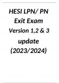 HESI LPN/ PN Exit Exam Version 1,2 & 3  update (2023/2024)