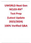 UWORLD Next Gen NCLEX-RN® Test Prep (Latest Update 2023-2024) 100% Verified Q&A