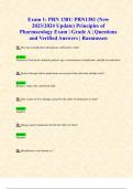 Exam 1: PRN 1381/ PRN1381 (New 2023/2024 Update) Principles of Pharmacology Exam | Grade A | Questions and Verified Answers | Rasmussen