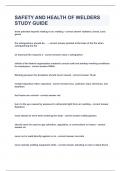 SAFETY AND HEALTH OF WELDERS STUDY GUIDE&vert;UPDATED&VERIFIED&vert;100&percnt; SOLVED&vert;GUARANTEED SUCCESS