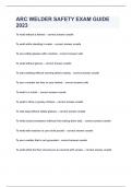 ARC WELDER SAFETY EXAM GUIDE 2023&vert;UPDATED&VERIFIED&vert;100&percnt; SOLVED&vert;GUARANTEED SUCCESS