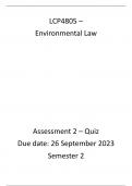LCP4805 Assessment 2 - Quiz Semester 2 - 2023 100% assured