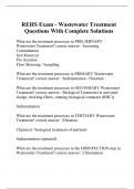 REHS Exam - Wastewater Treatment Questions With Complete Solutions