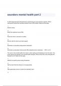 saunders mental health part 2 Questions & Answers 2023 ( A+ GRADED 100% VERIFIED)