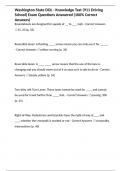 Washington State DOL - Knowledge Test &lpar;911 Driving School&rpar; Exam Questions Answered &lpar;100&percnt; Correct Answers&rpar; 