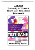 Test Bank for Maternity and Womens Health Care 12th Edition Lowdermilk All chaptes | A+ ULTIMATE GUIDE 2022