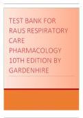 Test Bank For Raus Respiratory Care Pharmacology 10th Edition By Gardenhire All Chapters