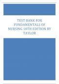 Test Bank for Fundamentals of Nursing 10th Edition by Taylor All Chapters