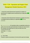 WGU C720 Operations and Supply Chain Management Module Questions 2023 (Verified by Expert)